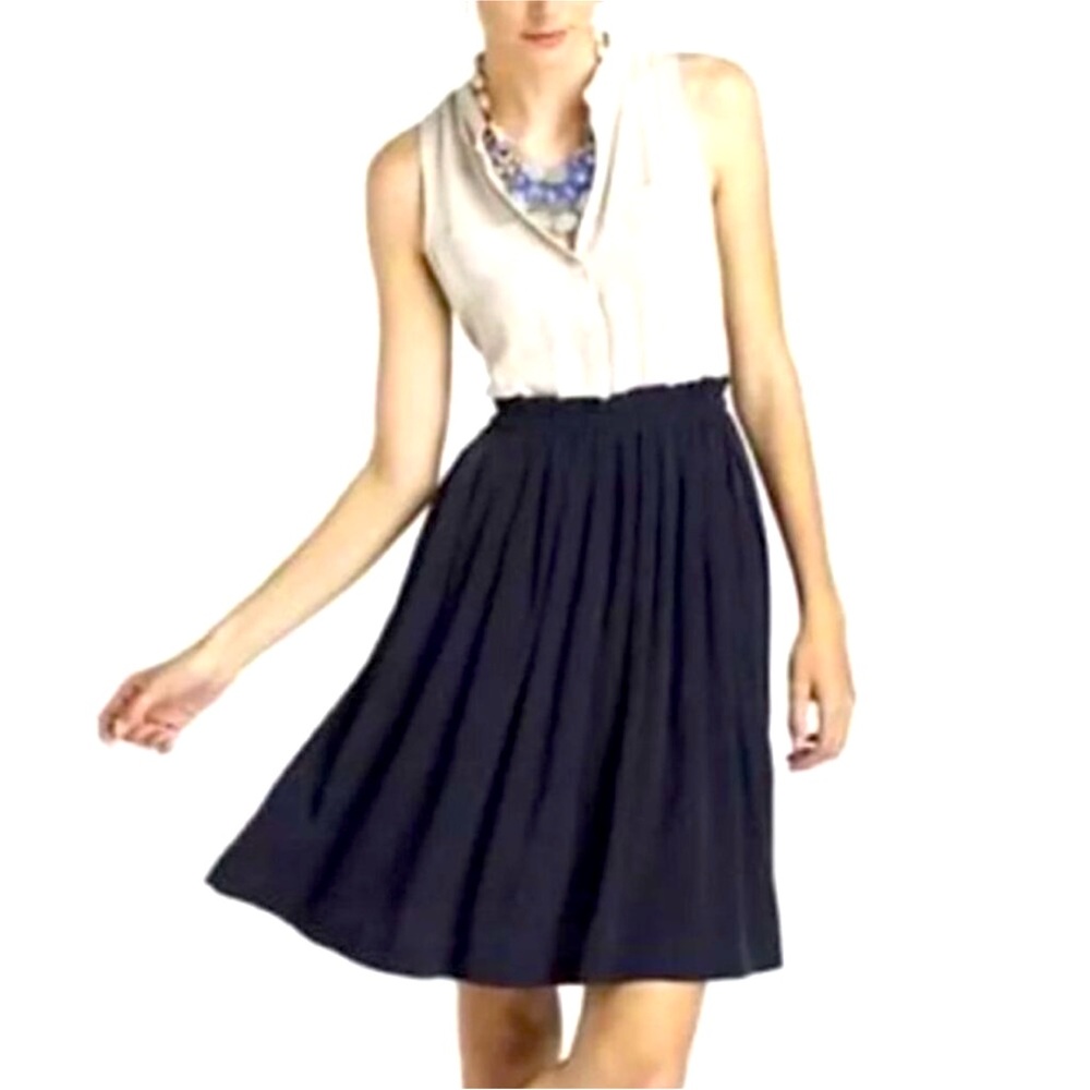 Anthropologie Postmark Cream and Navy Blue Sleeveless Mini Dress Size 6
